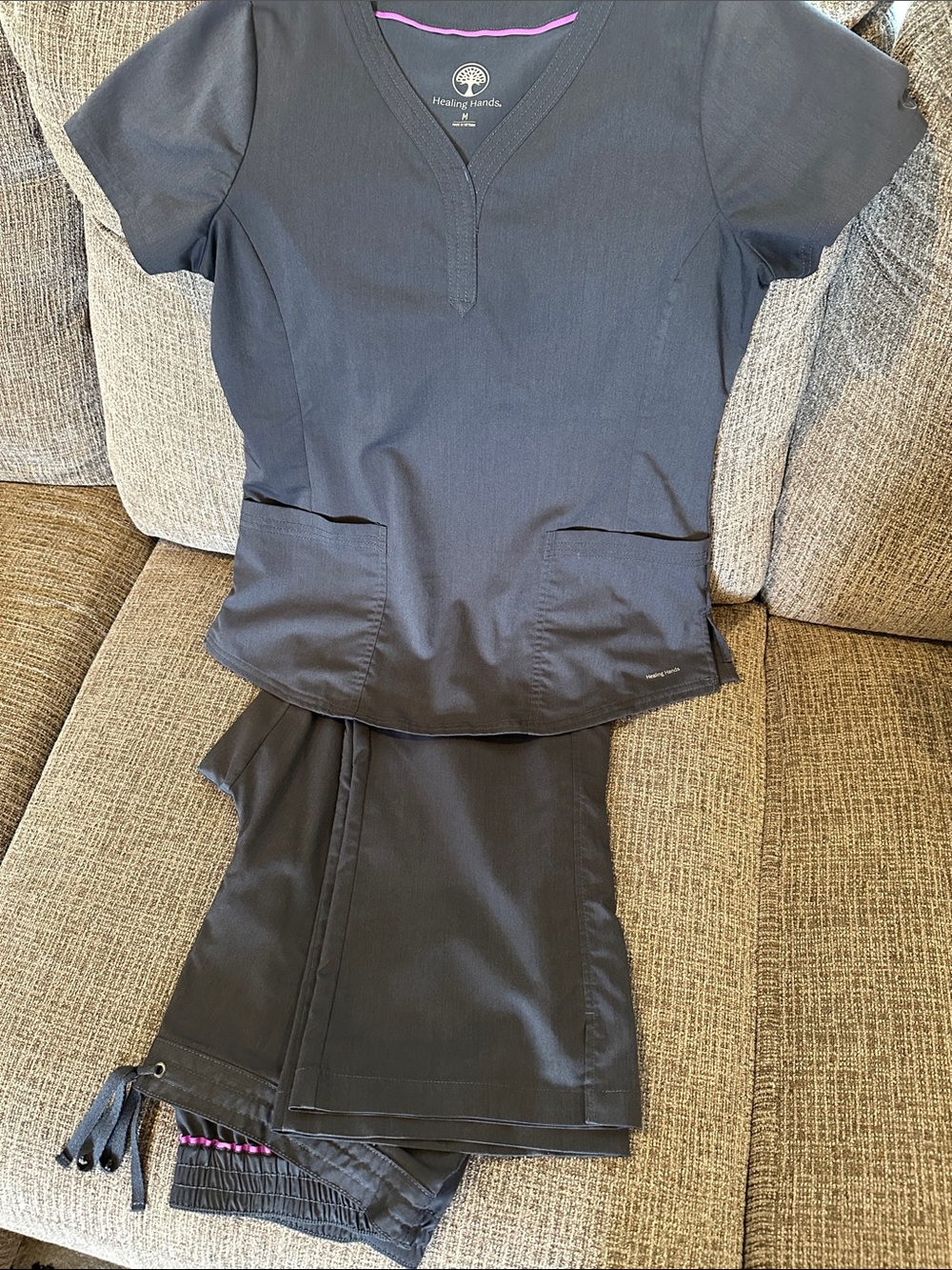 Healing Hands charcoal Women’s Scrub Set - Comfortable Workwear